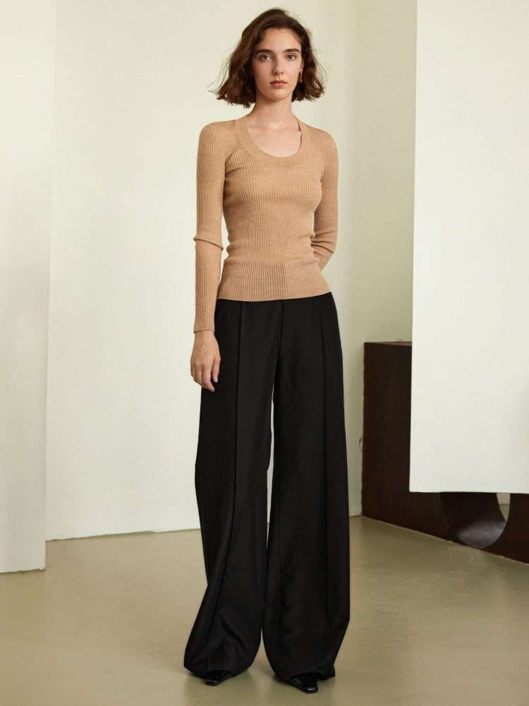 Elegant High waist Wide-Leg Suiting Trousers
