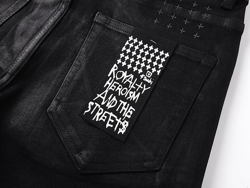 Ksubi Black Coated Slim Tapered Jeans — detail