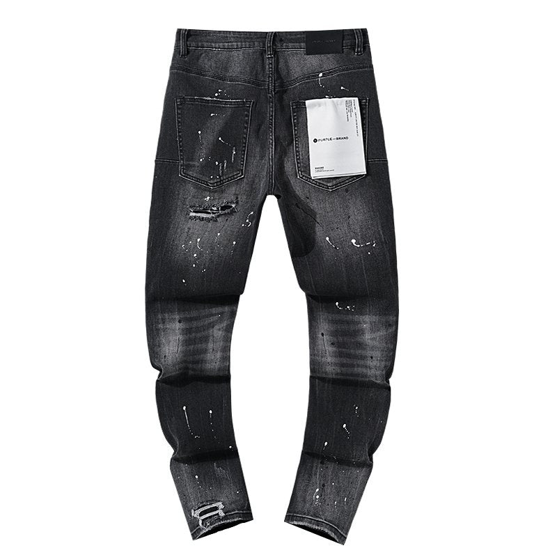 Purple Brand Paint-Splatter Distressed Black Jeans — back