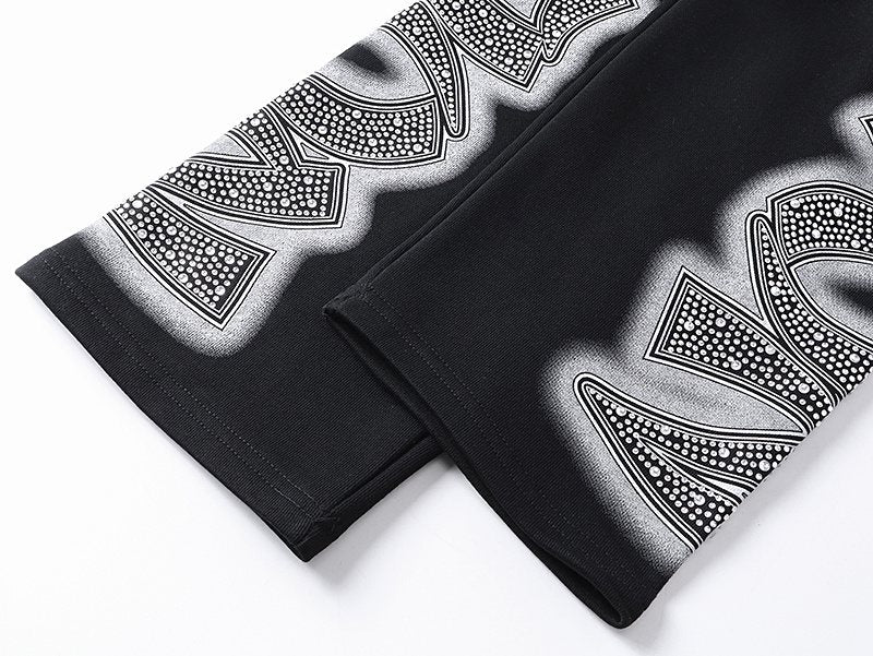 MIXED EMOTION Black Ornamental Graphic Sweatpants — detail