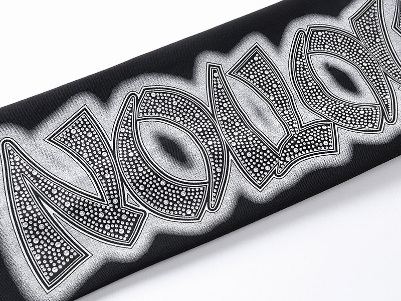 MIXED EMOTION Black Ornamental Graphic Sweatpants — detail