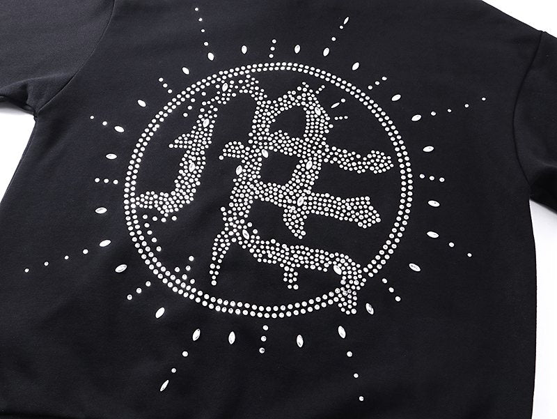 MIXED EMOTION Rhinestone Graphic Zip-Up Hoodie — detail
