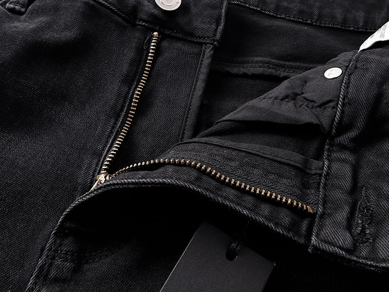 R+A Cross Embroidered Distressed Jeans — detail