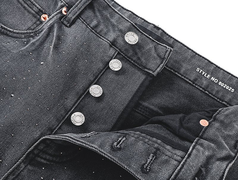 Purple Brand Gray Rhinestone Flared Jeans — detail