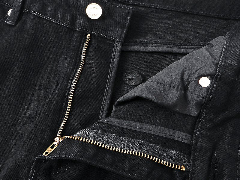 RTA Black Distressed Flared Jeans — detail