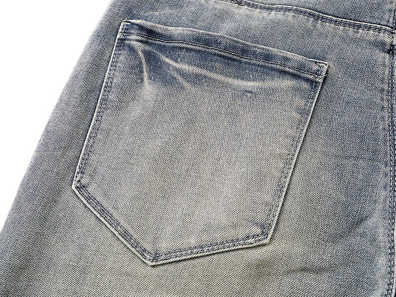 R+A Light Blue Embroidered Flared Jeans — detail